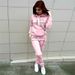 New Drop Shoulder Sleeve Women Ladies Casual Sports Suit Hooded Fashion Fleece Sweatshirt Set_desvips.com