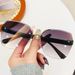New Fashion Frameless Edge Cut Women UV Protection Sunglasses For Men Trendy Gradient Sunshade Glasses HD Anti-Glare_desvips.com