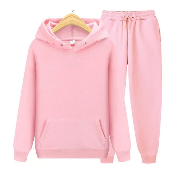2025 New Men's Autumn/Winter Collection Solid Color Hoodie+Pants Two Piece Fashion Casual Sports Set Size S-3XL_desvips.com