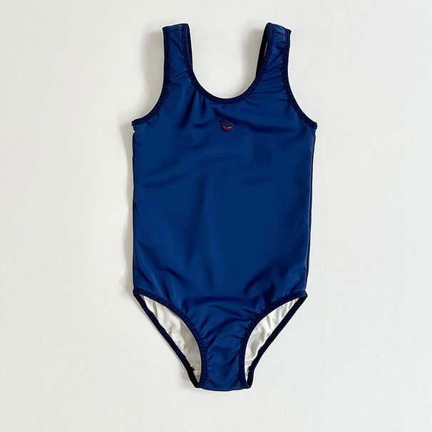 Children's Quick Drying Sunscreen Swimsuit Solid Color Baby Girl Sleeveless Backless One Piece Suspender Swimsuit_desvips.com