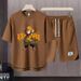 Men's Clothing 2024 Waffle Casual Summer Suit Men's Loose Teen Short sleeved T shirt Shorts Handsome Two piece Suit_desvips.com