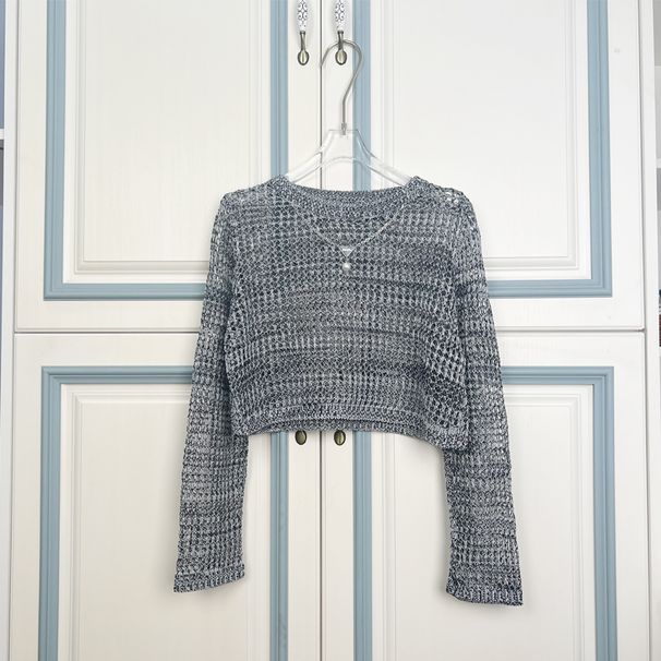 Cut Out Pullover Short Top Ice Silk Suspender Skirt_desvips.com