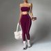 Women's Yoga Outfit Set Color Blocked Tube Top Peach Shaped Hip Slim Fit Trousers Fitness Sportswear Popular_desvips.com