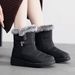 Women's High-Cut Winter Snow Boots With Faux Fur Lining, Waterproof Umbrella Fabric, PU Anti-Slip Sole, Adjustable Hook & Loop Closure (EU 36-45)_desvips.com