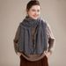 Skin-friendly Soft 100% Australian Wool Knitted Shawl Women's Warm Tassel Ruffled Shawl Scarf_desvips.com