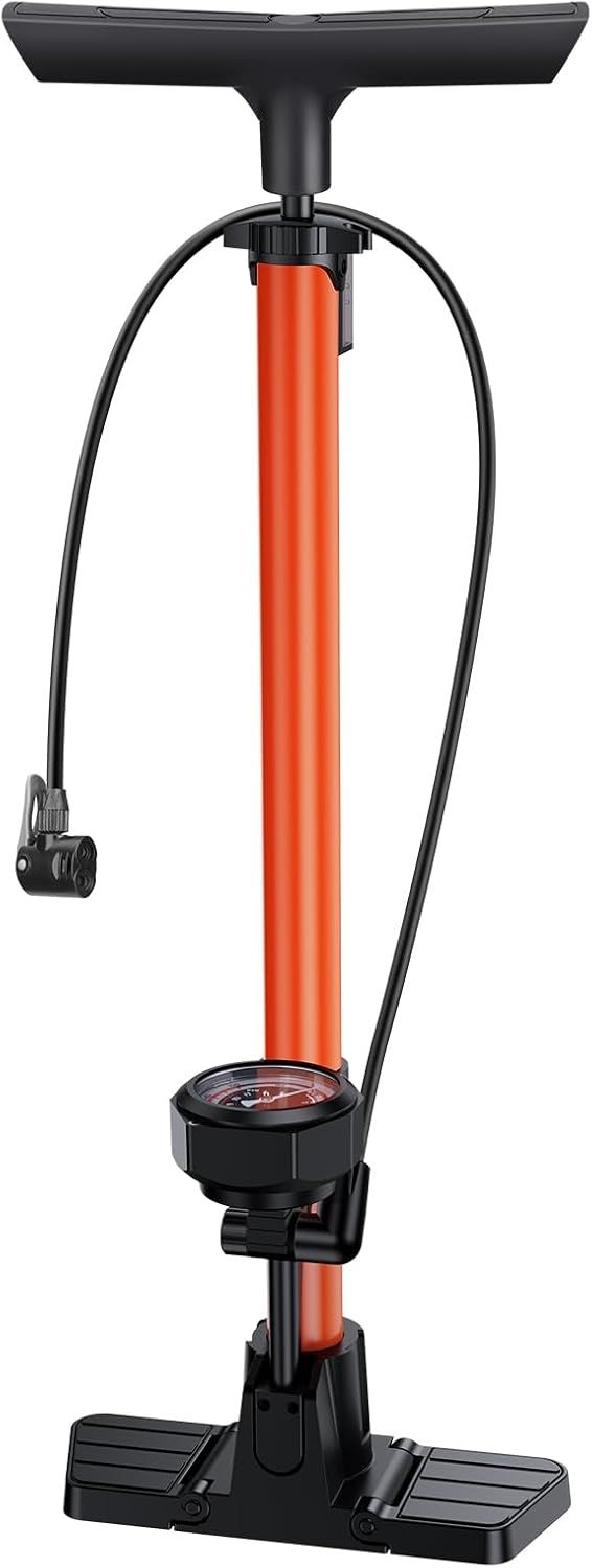 160PSI Bike Pump With Gauge-High Pressure Bicycle Pump For Presta & Schrader Valves,Fast Inflation,Durable For Road Bike,MTB,Hybrid,Ball_desvips.com