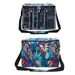 Blue Printed Yarn Storage Bucket Bag 600D Oxford Fabric Round Knitting Organizer With Leaf Pattern Handmade Crochet Tote For Craft Supplies_desvips.com