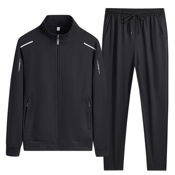 2026 Fashion Tracksuits Men Stand Collar Zipper Sweatshirts + Lace-Up Sweatpants 2 Piece Casual Sport Sets L-6XL_desvips.com