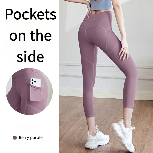 Good Quality Women's Booty Lifting Yoga Pants With Mesh Side Pockets- Squat Proof Workout Leggings For Gym & Fiess_desvips.com