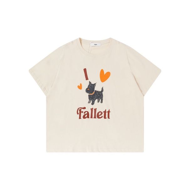 Fallet Cartoon Puppy Print Casual Loose Fit Versatile Korean Style Trendy Sports Short Sleeve T-Shirt For Women_desvips.com