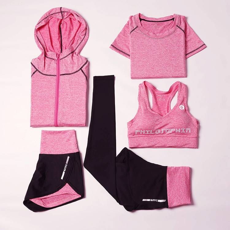 New Yoga Outfit Set, A Popular TikTok Trend, Five-piece Set, Slim Fit, Quick-drying, Professional Running Sportswear_desvips.com
