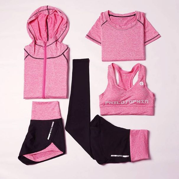 New Yoga Outfit Set, A Popular TikTok Trend, Five-piece Set, Slim Fit, Quick-drying, Professional Running Sportswear_desvips.com