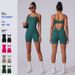Thin-Shouldered Vest And Shorts Bodysuit Back Cutout V Waist Pleated Yoga Fitness Body Building Sports Wear for Women_desvips.com