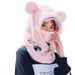 LazyZoom Cute Bear Mask Integrated Ear Protection Autumn Winter Cycling Warm Pullover Large Capacity Ski Helmet Plush Hat_desvips.com