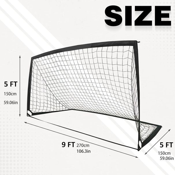 9x5ft Portable Soccer Goal With Net - Quick Setup Foldable Football Goal (2.7m X 1.5m)_desvips.com