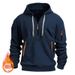 2025 Cross Border Autumn And Winter Men's Casual Multi Zipper Arm Pocket Sweater Pullover Large Size Plus Velvet Hoodie Men_desvips.com