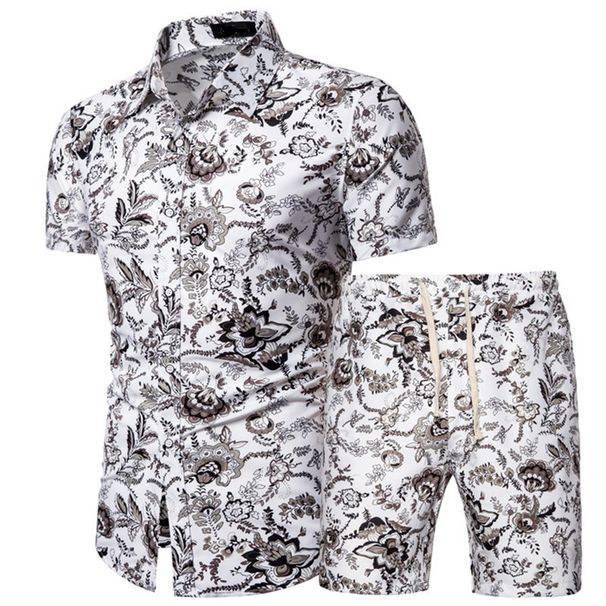 Men's Clothing Short Sleeve Shirt Printed Shirt Set _desvips.com