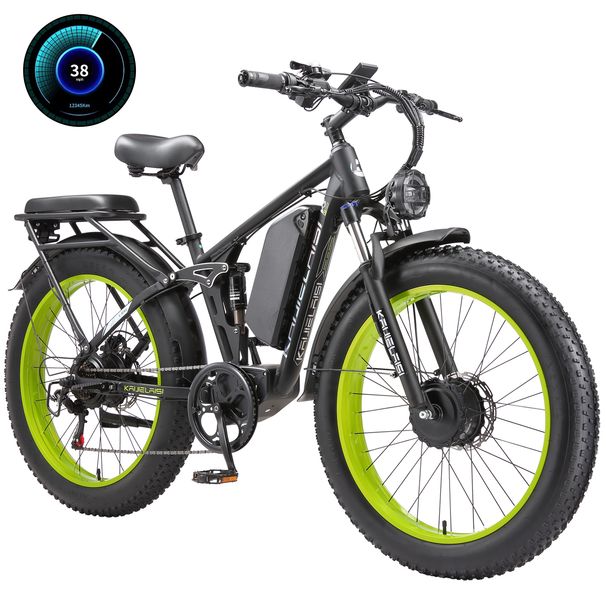 KAIJIELAISI V3 PRO Full Suspension Electric Bike, 52V 26Ah Removable Battery_desvips.com