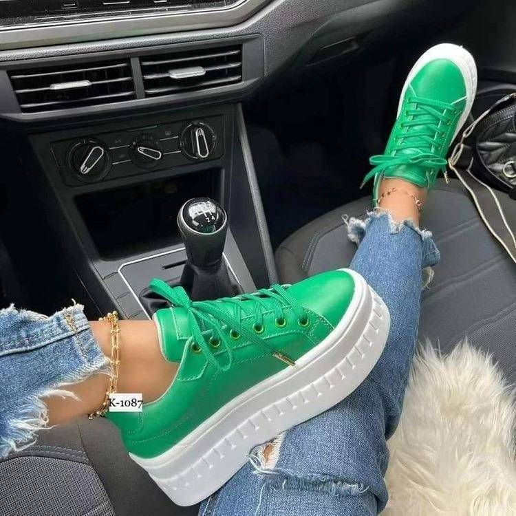 SHLIANG Women's Running Shoes All Season Fashion Platform Leather Solid Colors Elegant Concise Sport Walk Espadrilles_desvips.com