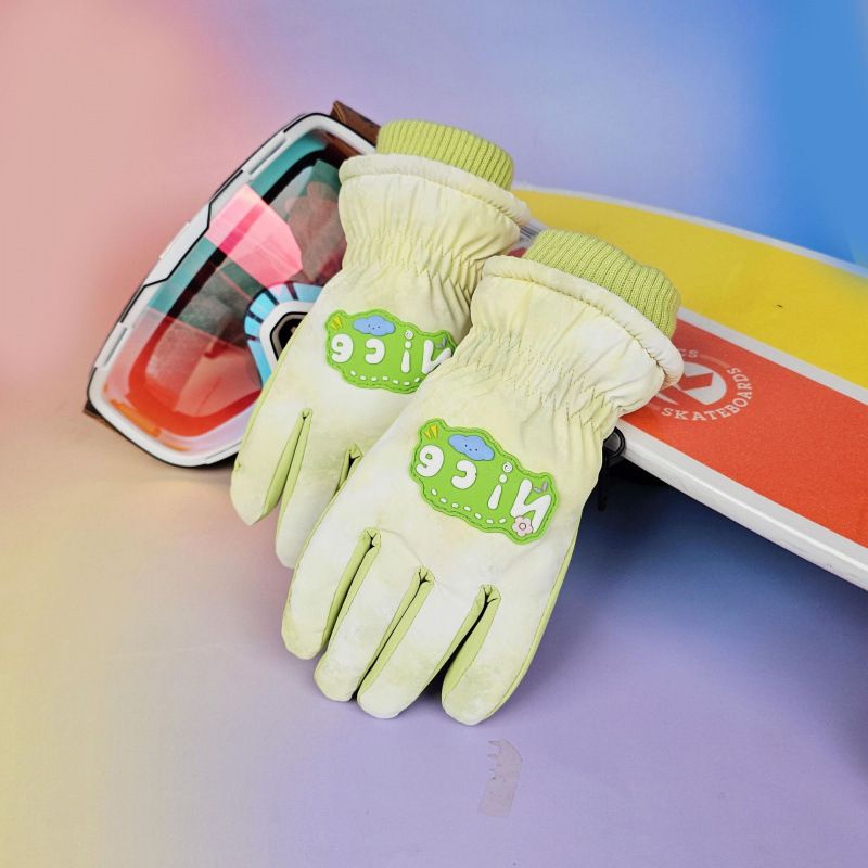 Children's Gloves Skiing Winter Fleece Lined Warm Windproof Waterproof Non-Slip Touchscreen Boys Girls Cycling Cartoon_desvips.com