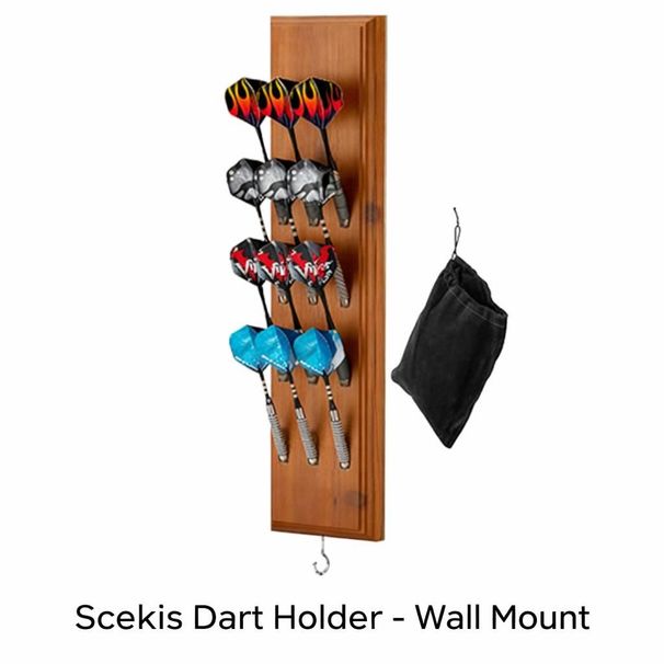Wall Mounted Dart Holder/Caddy Display, Holds 12 Steel & Soft Tip Darts, Game Room & Home Bar Essential_desvips.com