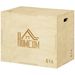 Cajón De Salto De Madera 3 En 1 Con 2 Mango Hueco Carga 120 Kg Para Oficina Gimnasia 61x51x76 Cm Madera Natural_desvips.com