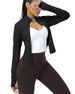 AVGO Women's Cropped Running Workout Jacket Zip Slim Fit Athletic Top With Thumb Holes_desvips.com