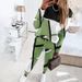 Women's Clothing 2024 new two piece set contrast color printing long sleeved round neck casual fashion suit_desvips.com