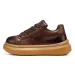 Retro Monogram Chunky Sneakers Men's Leather Platform Casual High End Ultra Light Thin Soft Sole Outdoor Hiking Travel_desvips.com