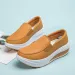Women's Spring Genuine Leather Soft Outsole Work Female Black Swing Woman Plus Size Wedges Single Shoes_desvips.com