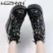 NEW Ladies Wedges High Heels Boots Metal Decor Buckle-Punk Platform Females Boots Party Gothic Street Woman Shoes Knight Boots_desvips.com