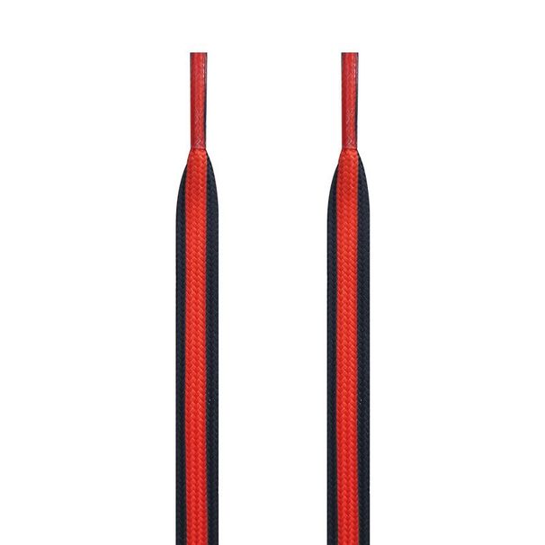 Two small lightning buckle black, white, orange and blue shoelaces_desvips.com