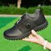 Men's Golf Fashionable Wide Sole Casual Sports For Men Automatic Knob Laces Spikeless Vacation Walking Shoes_desvips.com