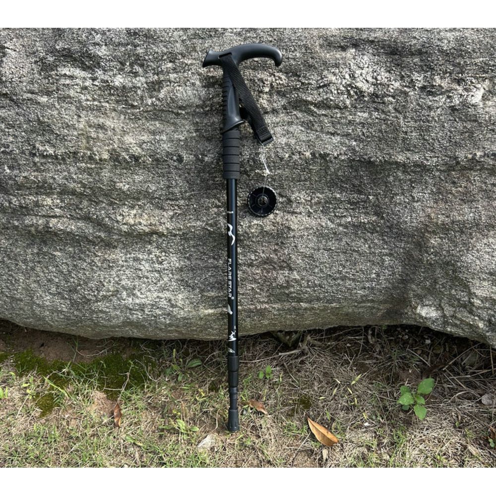 Dropshipping Aluminum Alloy Shock Absorbing T-Handle Trekking Pole Three-Section Old K-Handle Walking Stick Outdoor_desvips.com