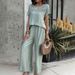 women's clothing spring and summer casual fashion solid color short-sleeved trousers suit_desvips.com
