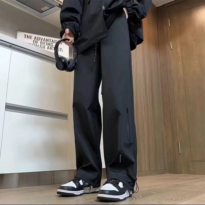 Waterproof Charge Pants Men's Loose Black Straight Pants_desvips.com
