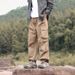 001 Vintage Men's Sports Loose Straight Wide-Leg Cargo Tactical Style Outdoor Hiking Unisex Casual Long Pants_desvips.com