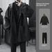 Padded Hooded Woolen Jacket Men's Mid-length Woolen Coat Men's Winter Thickened Black_desvips.com