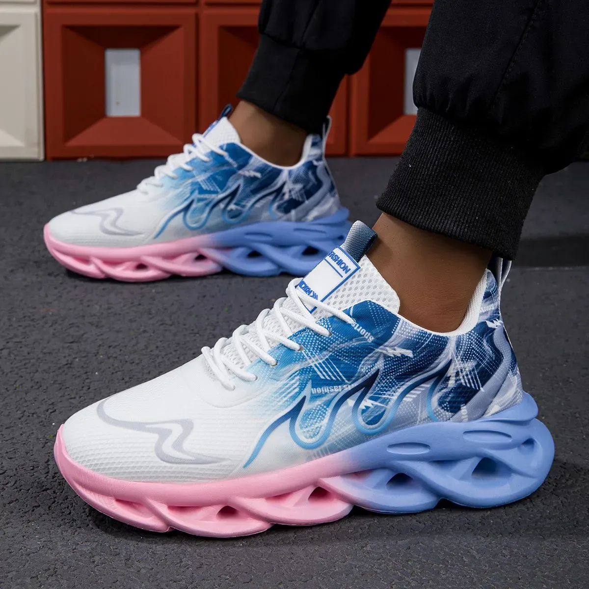 Couple Running Men Women Lightweight Mesh Breathable Comfortable Flat Soft Tennis Shoes Summer Lace-up Sneakers Man_desvips.com