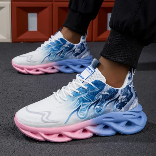 Couple Running Men Women Lightweight Mesh Breathable Comfortable Flat Soft Tennis Shoes Summer Lace-up Sneakers Man_desvips.com