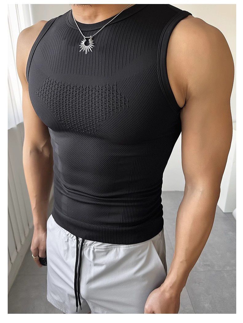 Sports Fitness Cycling Quick-Dry Vest Tight-Fitting Enhancing Moisture-Wicking Breathable Shapewear Seamless Compression_desvips.com