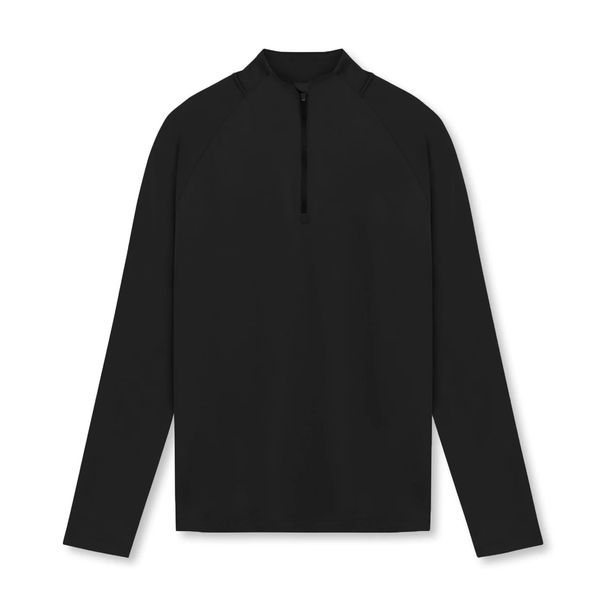 Cross-border European And American Sports Fitness Shirt For Men, Quick-drying Half-zip Solid Color Workout High Elastic_desvips.com