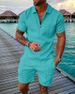 Men's Fashion Casual Suit 3D Digital Printing Zipper Short Sleeve Men's Shorts_desvips.com