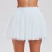 COSLEAF Women's Anti-Exposure Tulle Puff Skirt, Elastic Waist Pleated Sports Skirt For Tennis Golf Yoga Fitness, 8 Color Options_desvips.com