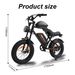 JKING FXH-002 Electric Bike For Adults 20inch-tire 500W Motor 48V 13.0Ah Battery 7-Speed_desvips.com