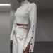 Women's clothing border high collar solid color navel exposed sweet and spicy loose wide leg suit for women_desvips.com