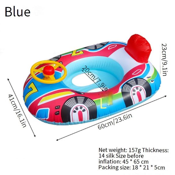 Baby Inflatable Car Boat Swim Ring With Steering Wheel Horn Cute Cartoon Float For Toddlers 1-3 Years Safe Pool Beach Toy_desvips.com