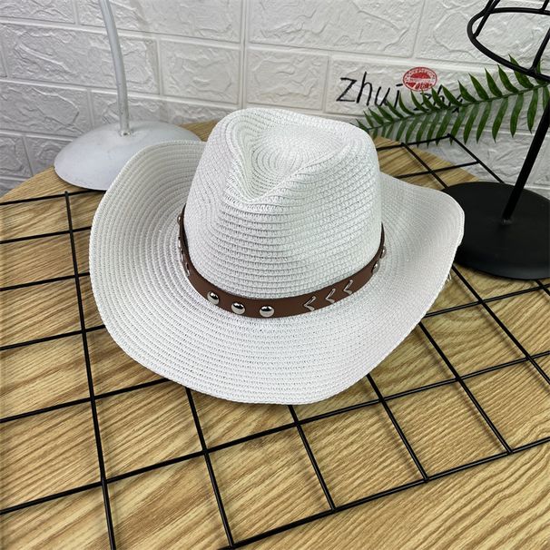 European And American Style Jazz Hat With Strap, Cowboy Women's Wide-brimmed Outdoor Hiking Men's Travel Sun Protection_desvips.com