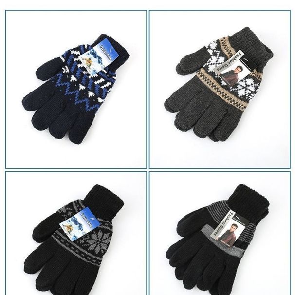 001 Men's Jacquard Gloves Wholesale Knitted Warm Winter Magic Fingered Fleece Lined For Cycling And Skiing_desvips.com