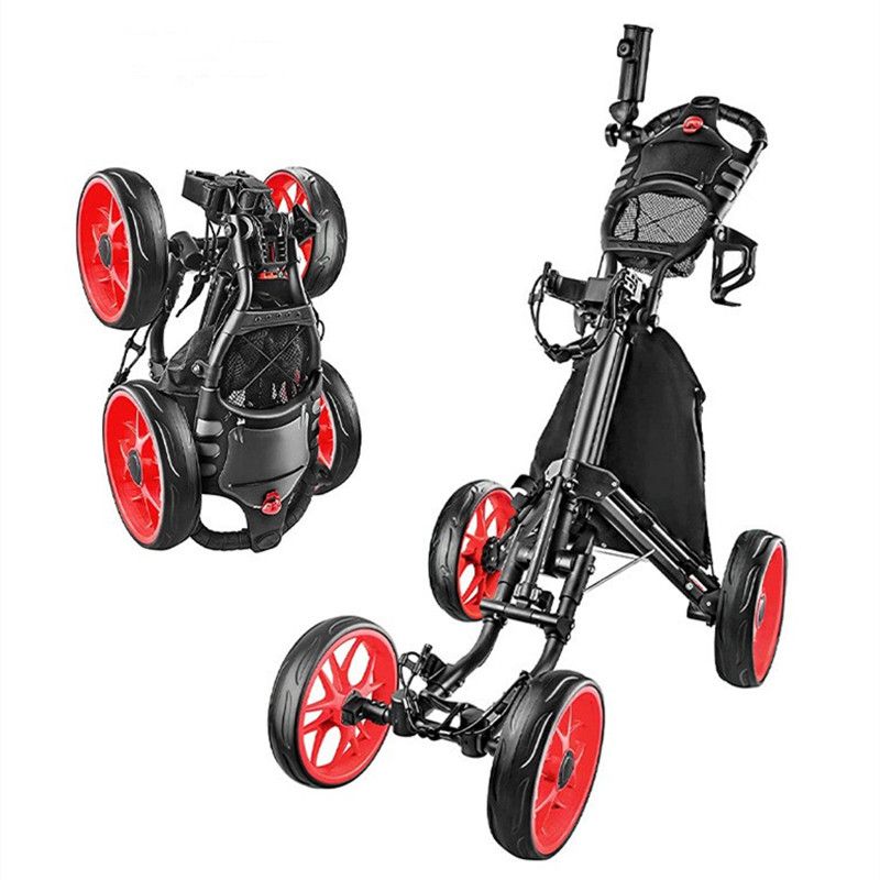 Golf Four-Wheel Bag GOLF Aluminum Alloy Ball Foldable Youth Portable Push Cart_desvips.com